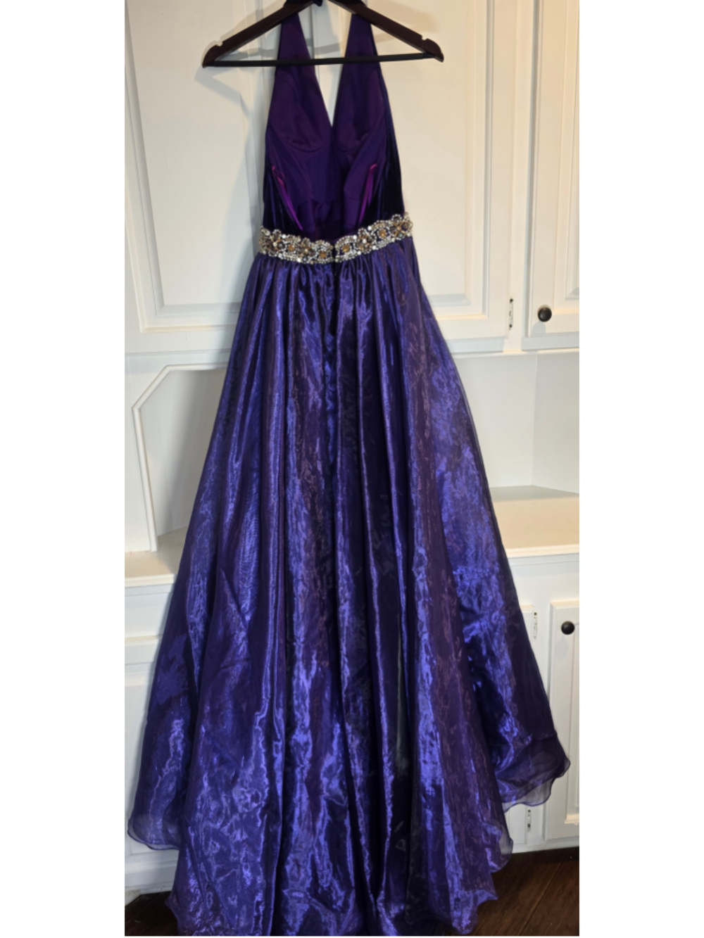 Mac Duggal Purple Velvet Halter Romper Gown Overskirt Pageant OOC Fun Fashion - Picture 5 of 15